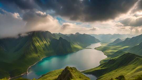 山川湖泊自然风光全景