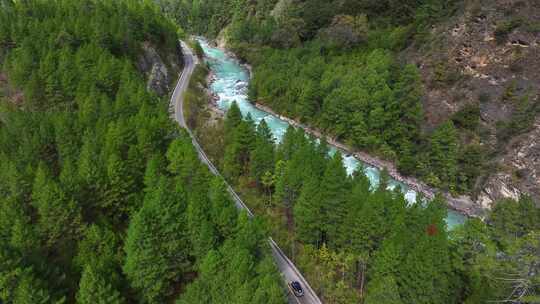 西藏察隅县秋天桑曲河清水河大峡谷