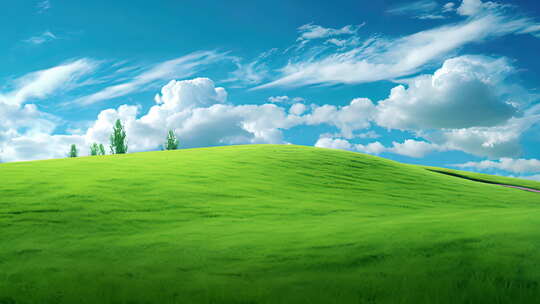 蓝天白云和绿色草原