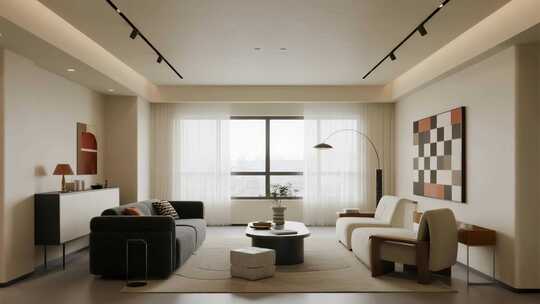 现代简约风格客厅室内场景