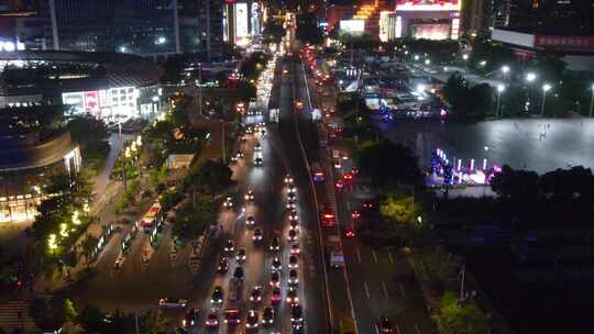 广州天河区交通夜景车流天河路