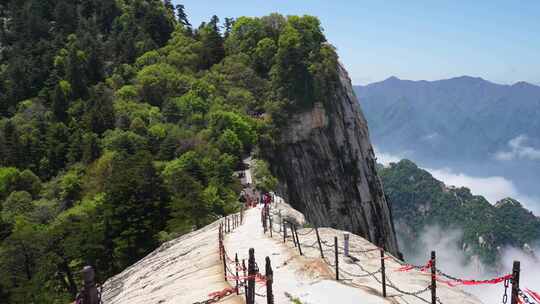 陕西旅游5A级华山景区山峰云海视频素材模板下载