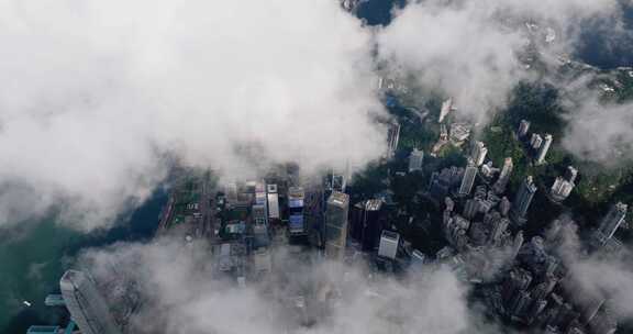 香港航拍港岛穿云大景