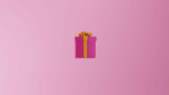 礼盒弹出并打开。3d渲染动画。礼品赠送，