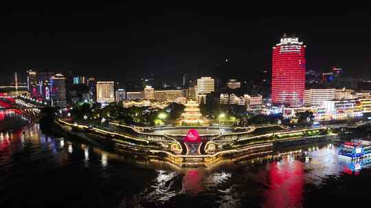 四川宜宾合江门广场夜景