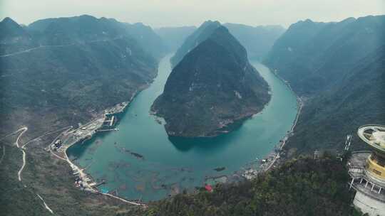 广西河池东兰红水河第一湾景区航拍