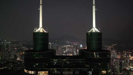 深圳罗湖区夜景航拍视频素材模板下载