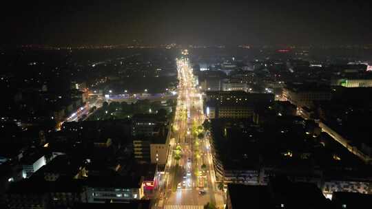 江苏苏州城市夜景交通航拍