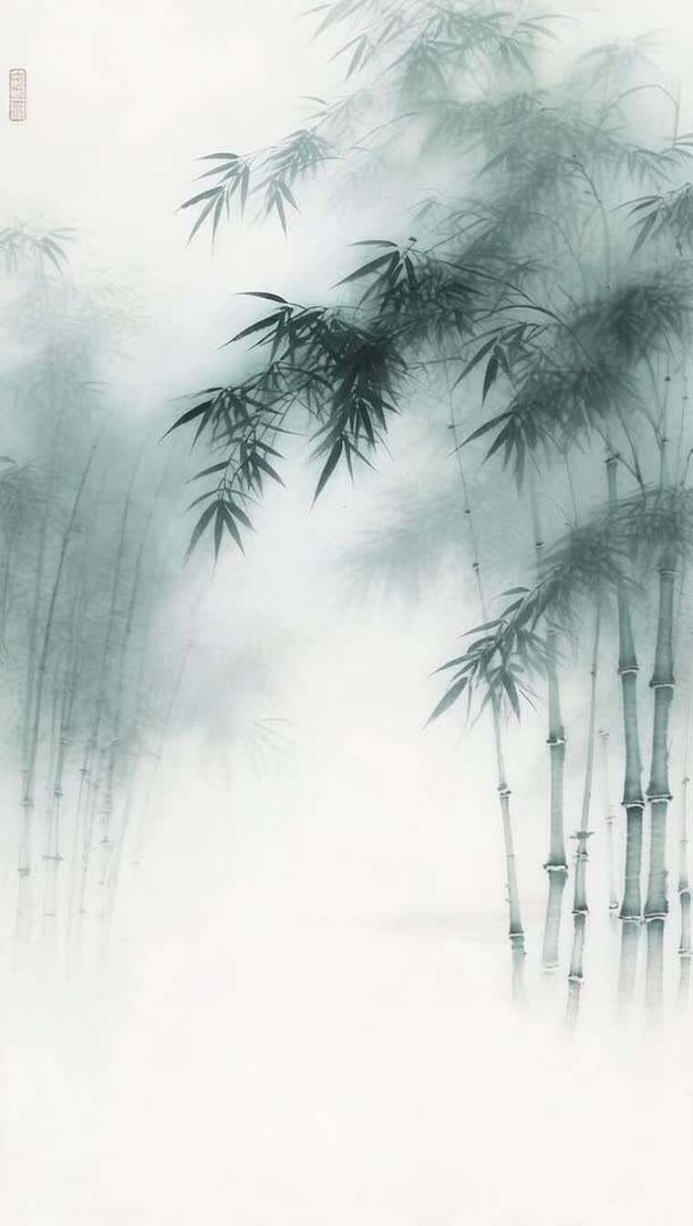水墨竹林古风背景素材