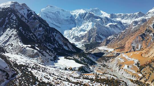 航拍新疆克州冰川公园阿依拉尼什雪山