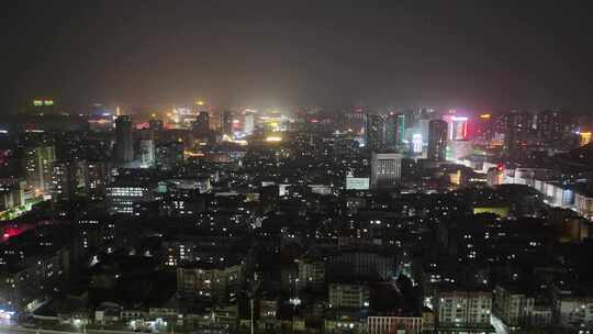 湖北鄂州城市大景夜景交通航拍