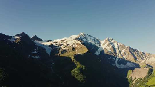 山，白雪覆盖，雪，无人机