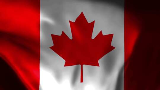 加拿大国旗挥舞。加拿大国旗慢动作。