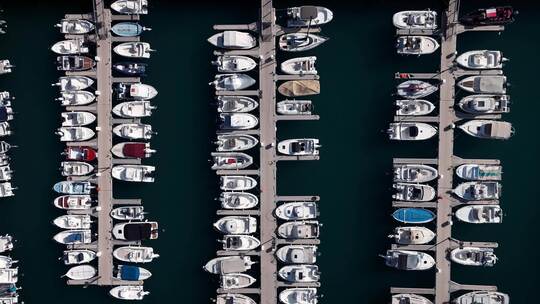 城市航拍法国摩纳哥尼斯海岸大海游艇码头视频素材模板下载