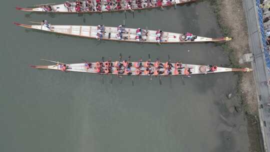 划龙舟龙舟比赛现场航拍
