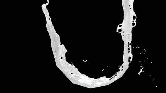 黑色超慢动作1000Fps上的牛奶流喷射