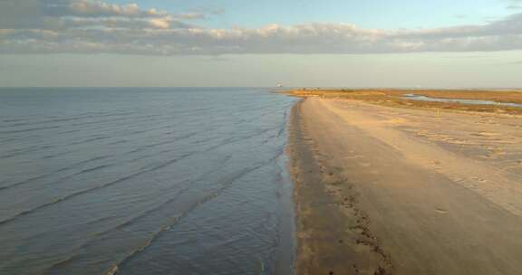 德克萨斯州加尔维斯顿岛海滩区鸟瞰图