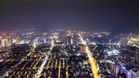 广西钦州城市全景夜景灯光航拍延时8k