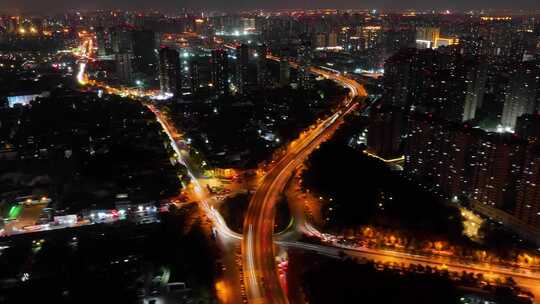 夜晚城市道路工地建筑延时