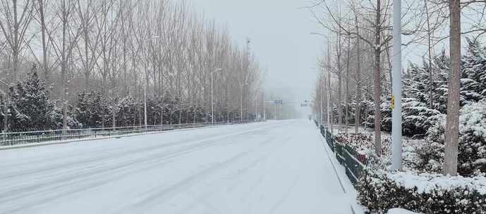 下雪公路空镜视频素材