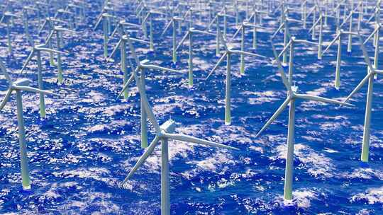 海上风力发电旋转的风车