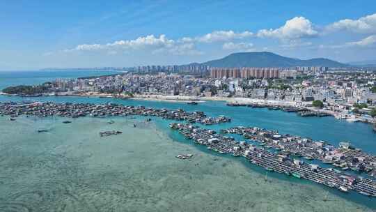 海南陵水疍家鱼排玻璃海海湾玻璃海航拍