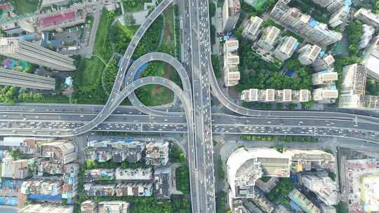 武汉市常青路高架与二环线互通俯拍