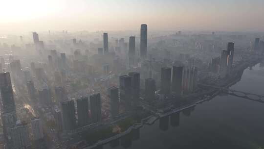 长沙冬天航拍大景