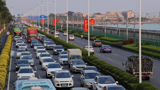 城市交通道路堵车车流景观