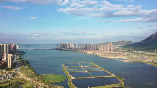 福建省漳州市厦门湾南岸漳州港海景航拍