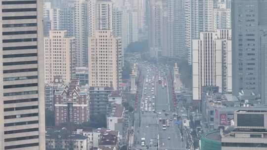 上海车流  城市风光航拍