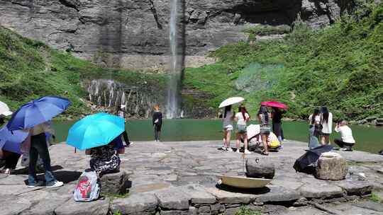 矮寨大桥景区流沙瀑布航拍