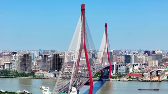 航拍上海城市风景 上海杨浦大桥