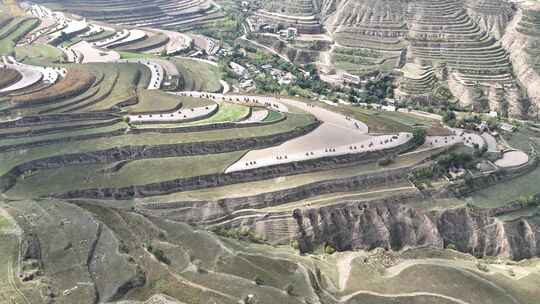 甘肃定西山川地地貌黄土高原航拍