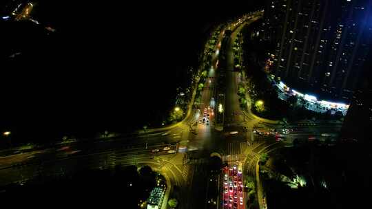 杭州萧山区钱江世纪城市心北路夜景延时视频素材模板下载