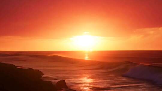 日出海岸 红霞漫天 海天一线 阳光璀璨