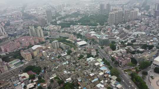 航拍广东省东莞市清溪镇城市风光