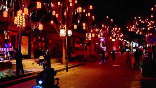 北京老街模式口古道春节灯会过年年味夜景