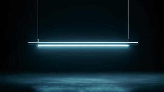 悬挂灯光照亮空旷深蓝空间