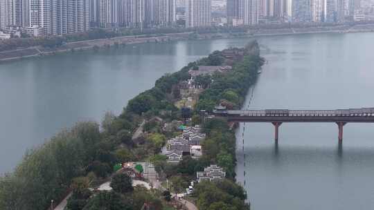 衡阳东洲岛风雨桥航拍