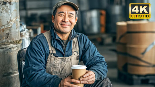 工厂工人微笑快乐笑脸开心笑容自信特写1