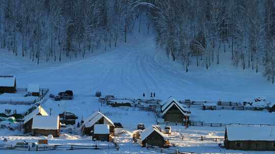 新疆北疆阿勒泰喀纳斯冬季雪景童话世界航拍