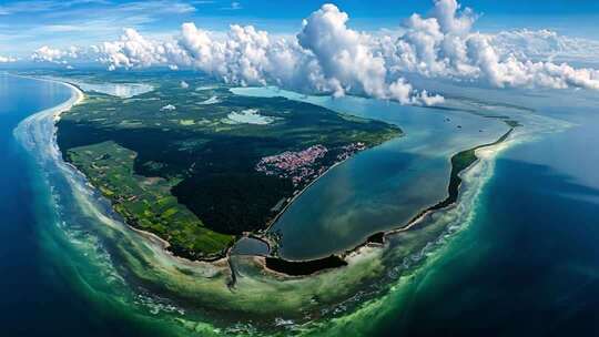 阿拉戈斯州 海岛海洋全景航拍素材