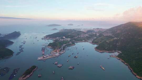 福建霞浦花竹村日出海岛风景航拍