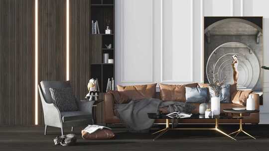 高端样板房室内客厅欧式设计_009A