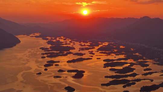 夕阳下的千岛湖 仙岛湖日落延时