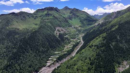 航拍四川独库公路宝康线高山森林风光