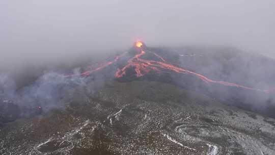 火山，喷发，熔岩，烟雾