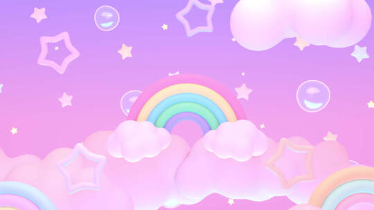 美丽梦幻般的卡通彩虹天空