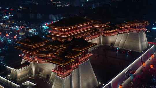 洛阳 夜景 灯光 航拍 应天门景点